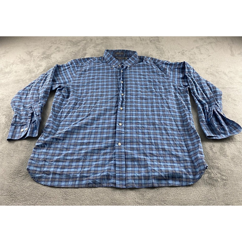 Daniel Cremieux Signature Collection Mens XXL Blue Plaid Supima Cotton Shirt